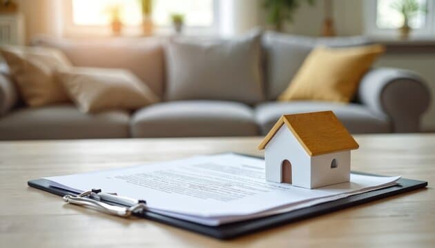 Closing documents and house keys on a table